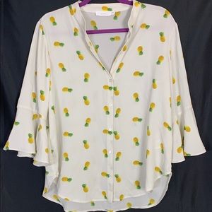 Tropical Pineapple Print Blouse